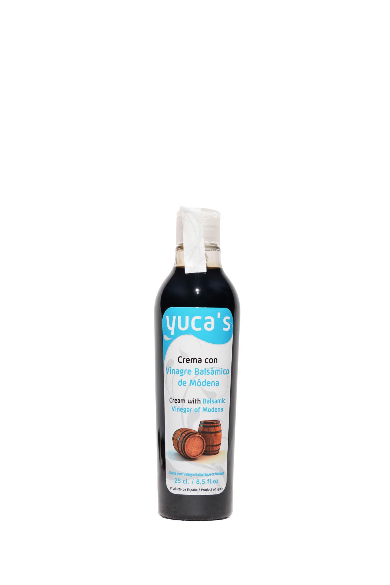 Yucas Crema con vinagre balsamico de Modena